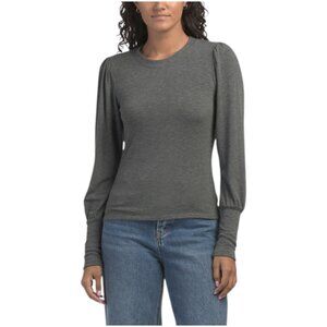 MICHAEL STARS Made In Usa Fonda Puff Sleeve Back Snap Top